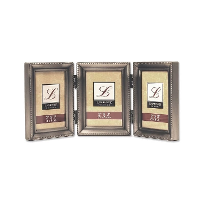 Lawrence Frames 2" X 3" Metal Pewter Hinged Triple Picture Frame 11523T 3 Lawrence Frames 2" X 3" Metal Pewter Hinged Triple Picture Frame 11523T