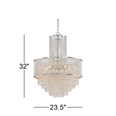 Vienna Full Spectrum Pioggia Chrome Pendant Chandelier 23 1/2" Wide Modern Crystal 5-Light Fixture For Dining Room House Foyer Kitchen Island Entryway 6 Vienna Full Spectrum Pioggia Chrome Pendant Chandelier 23 1/2" Wide Modern Crystal 5-Light Fixture For Dining Room House Foyer Kitchen Island Entryway - Image 4