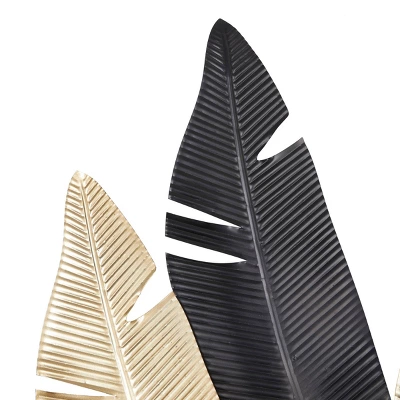 Metal Leaf Wall Decor Gold - Olivia & May 4 Metal Leaf Wall Decor Gold - Olivia & May - Image 2