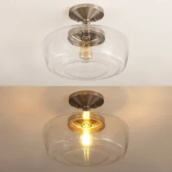 14" Marfa Glass/Iron Farmhouse Modern LED Flush Mount - JONATHAN Y -Home Decoration GUEST d6309108 8f56 4e16 8c5c 3c93baf5c220