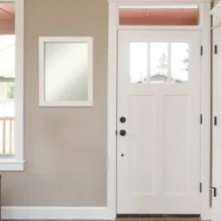 22" X 28" Non-Beveled Rustic Plank White Narrow Wall Mirror - Amanti Art -Home Decoration GUEST d67660cb cf44 4b41 8de3 74b8cfb9541a