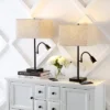 (Set Of 2) 25.5" 2-Light Austin Farmhouse Industrial Table Lamp With USB Charging Oil Rubbed Bronze (Includes LED Light Bulb) - JONATHAN Y -Home Decoration GUEST d92c99d5 4820 4187 a87c d721c1ee4b9c