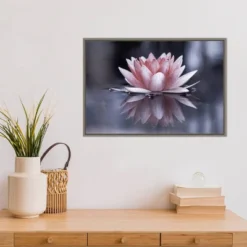 23" X 16" Padmasana Lotus Flower By Fabien Bravin Framed Canvas Wall Art - Amanti Art -Home Decoration GUEST dc6d4938 ee96 409f bacb 45df0260ac28
