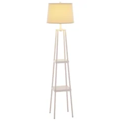 58" Etagere Floor Lamp With Shelves With Linen Shade White - Cresswell Lighting -Home Decoration GUEST dce6dfe1 ee93 48d7 aba2 2049e75d1cc1