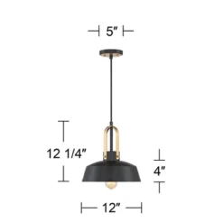 Possini Euro Design Black Warm Brass Mini Pendant Lighting Fixture 12" Wide Farmhouse Rustic For Dining Room House Home Kitchen Island High Ceilings -Home Decoration GUEST dfbbf7b4 fa90 4b91 85ef bc93f5813fb2