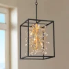 Possini Euro Design Carrine Black Gold Pendant Chandelier 15 1/4" Wide Modern Clear Crystal 4-Light Fixture For Dining Room House Foyer Kitchen Island -Home Decoration GUEST e073f716 a7a0 47e0 815e 6d89a4b5fa44