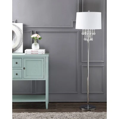 61" Crystal/Metal Abigail Floor Lamp (Includes LED Light Bulb) Silver - JONATHAN Y 4 61" Crystal/Metal Abigail Floor Lamp (Includes LED Light Bulb) Silver - JONATHAN Y - Image 2