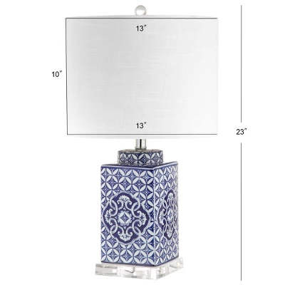 23" Choi Chinoiserie Table Lamp (Includes LED Light Bulb) Blue - JONATHAN Y 5 23" Choi Chinoiserie Table Lamp (Includes LED Light Bulb) Blue - JONATHAN Y - Image 3