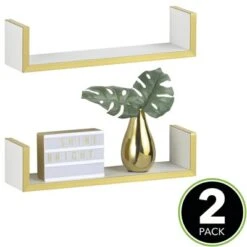 MDesign Floating Wall Mounted U-Shelf Hanging Decor