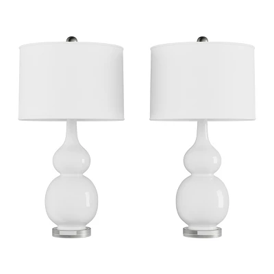 Set Of 2 Ceramic Double Gourd Table Lamps White (Includes LED Light Bulb) - Trademark Global 6 Set Of 2 Ceramic Double Gourd Table Lamps White (Includes LED Light Bulb) - Trademark Global - Image 4