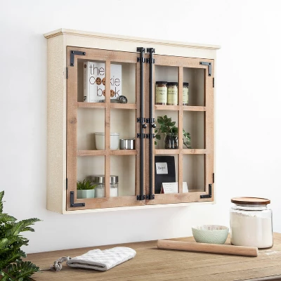 30" X 6.5" X 28" Hutchins Decorative Farmhouse Wood Wall Cabinet White/Brown - Kate & Laurel All Things Decor 8 30" X 6.5" X 28" Hutchins Decorative Farmhouse Wood Wall Cabinet White/Brown - Kate & Laurel All Things Decor - Image 6