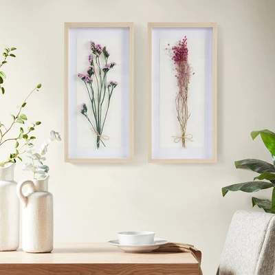 2pc Avant Garden Floral Shadowbox Set Natural - Madison Park 3 2pc Avant Garden Floral Shadowbox Set Natural - Madison Park