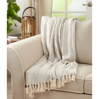 50"x60" Soft Cotton Diamond Weave Throw Blanket - Saro Lifestyle 4 50"x60" Soft Cotton Diamond Weave Throw Blanket - Saro Lifestyle - Image 2