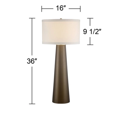 Possini Euro Design Karen Modern Table Lamp 36" Tall Dark Gold Glass Off White Fabric Drum Shade For Bedroom Living Room Bedside Nightstand Office 8 Possini Euro Design Karen Modern Table Lamp 36" Tall Dark Gold Glass Off White Fabric Drum Shade For Bedroom Living Room Bedside Nightstand Office - Image 6