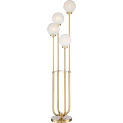 Possini Euro Design Mid Century Modern Glam Style Floor Lamp 4-Light LED 68.5" Tall Warm Gold Glass Globe Shade For Living Room House Uplight -Home Decoration GUEST e9c2467f d0e9 4e17 9ce8 b05c84c2f2bc