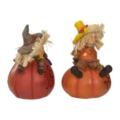 Northlight Set Of 2 Scarecrow On A Pumpkin Thanksgiving Table Figures -Home Decoration GUEST eab83d74 991b 4b95 8b59 b0a85c74c93f