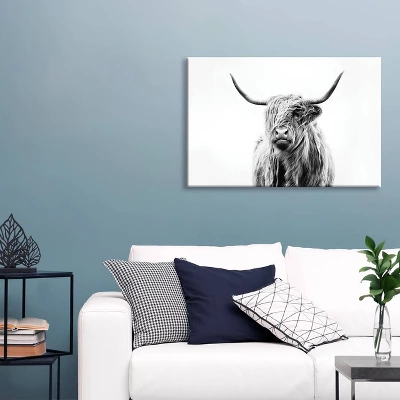 Portrait Of A Highland Cow By Dorit Fuhg Canvas Print Black/White - ICanvas 6 Portrait Of A Highland Cow By Dorit Fuhg Canvas Print Black/White - ICanvas - Image 4