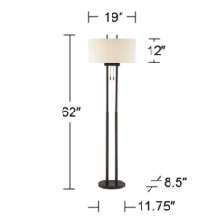 Franklin Iron Works Roscoe Modern Floor Lamp Standing 62" Tall Oil Rubbed Bronze Twin Pole White Drum Shade For Living Room Bedroom Office House Home 14 Franklin Iron Works Roscoe Modern Floor Lamp Standing 62" Tall Oil Rubbed Bronze Twin Pole White Drum Shade For Living Room Bedroom Office House Home -Home Decoration GUEST eb92a602 ad9c 47f9 863c c361471af763