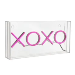 11.75" XOXO Contemporary Glam Acrylic Box Pendant (Includes LED Light Bulb) Neon Pink - JONATHAN Y -Home Decoration GUEST eeb9e6ae e746 4aa3 be2c a3934f54f7e4