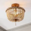 14" LED 3-Light Allie Wood Bead/Iron Pendant Antique Gold/Taupe - JONATHAN Y -Home Decoration GUEST eec9fd30 9c03 449c af35 ef6a824206ac