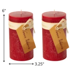 Cranberry Timber Pillar Candles - Set Of 2 -Home Decoration GUEST f2ad3d0d 0452 4232 a823 a48f0f4265aa
