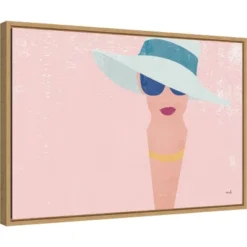 23" X 16" Fashion Forward Woman By Moira Hershey Framed Canvas Wall Art - Amanti Art