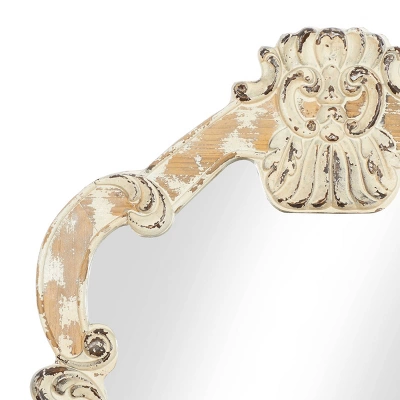 Wood Carved Acanthus Wall Mirror With Arched Top And Distressing Cream - Olivia & May 17 Wood Carved Acanthus Wall Mirror With Arched Top And Distressing Cream - Olivia & May - Image 15