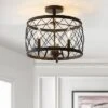 15" Eleanor Metal LED Semi Flush Mount Ceiling Light Black (Includes Energy Efficient Light Bulb) - JONATHAN Y
