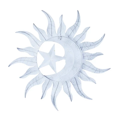 Metal Sun And Moon Indoor Outdoor Wall Decor With Abstract Patterns - Olivia & May 5 Metal Sun And Moon Indoor Outdoor Wall Decor With Abstract Patterns - Olivia & May - Image 3