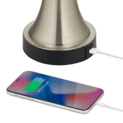 360 Lighting Seymore Modern Touch Table Lamps Set Of 2 26" High Silver LED With USB Charging Port Blue Shirred Shade For Bedroom Living Room Kids Desk -Home Decoration GUEST f78eaa41 79a4 4c91 aa97 3aa69c7be3ed