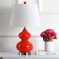 Eva Double Gourd Glass Lamp (Set Of 2) - Blood Orange - Safavieh -Home Decoration GUEST f7e0d951 4294 40eb 92e9 e39d0768ae41