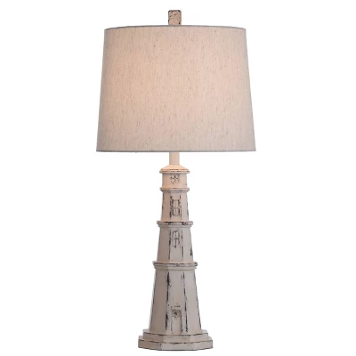 Berwyn Light House Table Lamp With Tapered Drum Shade White - StyleCraft 3 Berwyn Light House Table Lamp With Tapered Drum Shade White - StyleCraft