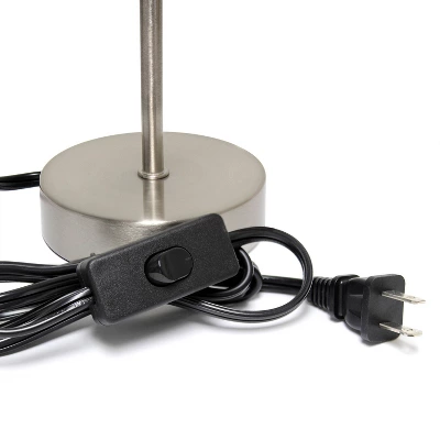 10.5" Petite Metal Stick Bedside Table Desk Lamp In Sand Nickel With Fabric Shade Red - Creekwood Home 5 10.5" Petite Metal Stick Bedside Table Desk Lamp In Sand Nickel With Fabric Shade Red - Creekwood Home - Image 3