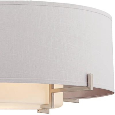 Possini Euro Design Concentric Brushed Nickel Pendant Chandelier 28" Wide Modern White Fabric Drum 4-Light For Dining Room House Foyer Kitchen Island 4 Possini Euro Design Concentric Brushed Nickel Pendant Chandelier 28" Wide Modern White Fabric Drum 4-Light For Dining Room House Foyer Kitchen Island - Image 2
