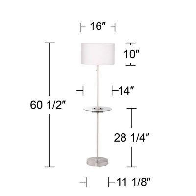 360 Lighting Caper Modern Floor Lamp With Tray Table 60 1/2" Tall Brushed Nickel USB And AC Power Outlet Off White Fabric Drum Shade For Living Room 10 360 Lighting Caper Modern Floor Lamp With Tray Table 60 1/2" Tall Brushed Nickel USB And AC Power Outlet Off White Fabric Drum Shade For Living Room - Image 8