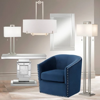 Possini Euro Design Concentric Brushed Nickel Pendant Chandelier 28" Wide Modern White Fabric Drum 4-Light For Dining Room House Foyer Kitchen Island 8 Possini Euro Design Concentric Brushed Nickel Pendant Chandelier 28" Wide Modern White Fabric Drum 4-Light For Dining Room House Foyer Kitchen Island - Image 6