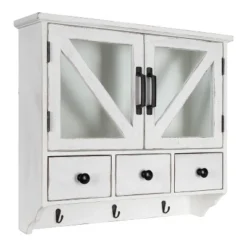 21" X 6" X 20" Hutchins Decorative Rustic Wood Wall Cabinet White - Kate & Laurel All Things Decor