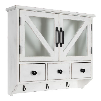 21" X 6" X 20" Hutchins Decorative Rustic Wood Wall Cabinet White - Kate & Laurel All Things Decor 3 21" X 6" X 20" Hutchins Decorative Rustic Wood Wall Cabinet White - Kate & Laurel All Things Decor