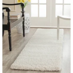 Ivory Solid Shag/Flokati Loomed Runner - (2'x6') - Safavieh -Home Decoration GUEST fe56799b c808 4b03 918e 67a7c878a26c