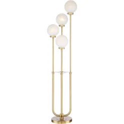 Possini Euro Design Mid Century Modern Glam Style Floor Lamp 4-Light LED 68.5" Tall Warm Gold Glass Globe Shade For Living Room House Uplight -Home Decoration GUEST fe7d383c ec2e 495f b7dd d3f06a94be10