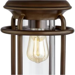 Franklin Iron Works Andreas Industrial Table Lamp 26" High Brown Metal With Nightlight LED And USB Charging Port Oatmeal Shade For Living Room Desk -Home Decoration GUEST ff266ca9 dba5 4542 8acd 1d5d696cd6f5