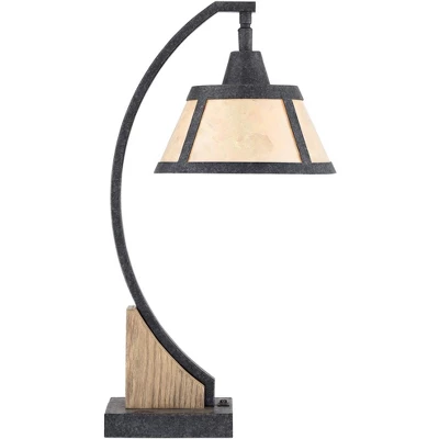 Franklin Iron Works Oak Rustic Farmhouse Desk Table Lamp 22" High Gray With USB And AC Power Outlet In Base Wash Mica Shade For Bedroom Living Room 9 Franklin Iron Works Oak Rustic Farmhouse Desk Table Lamp 22" High Gray With USB And AC Power Outlet In Base Wash Mica Shade For Bedroom Living Room - Image 7